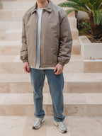 Olivgrüne, wattierte Coach-Jacke mit Reißverschluss