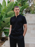 Black Knit Polo Zipper