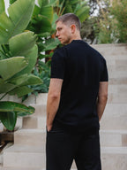 Black Knit Polo Zipper