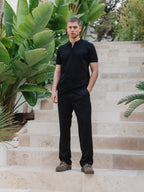 Black Knit Polo Zipper