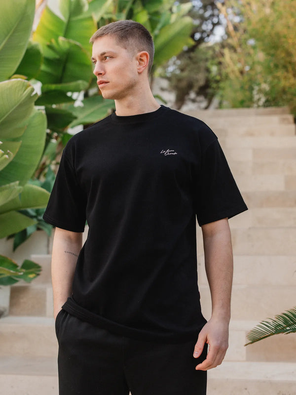 Schwarzes La Hora Label Oversized T-Shirt