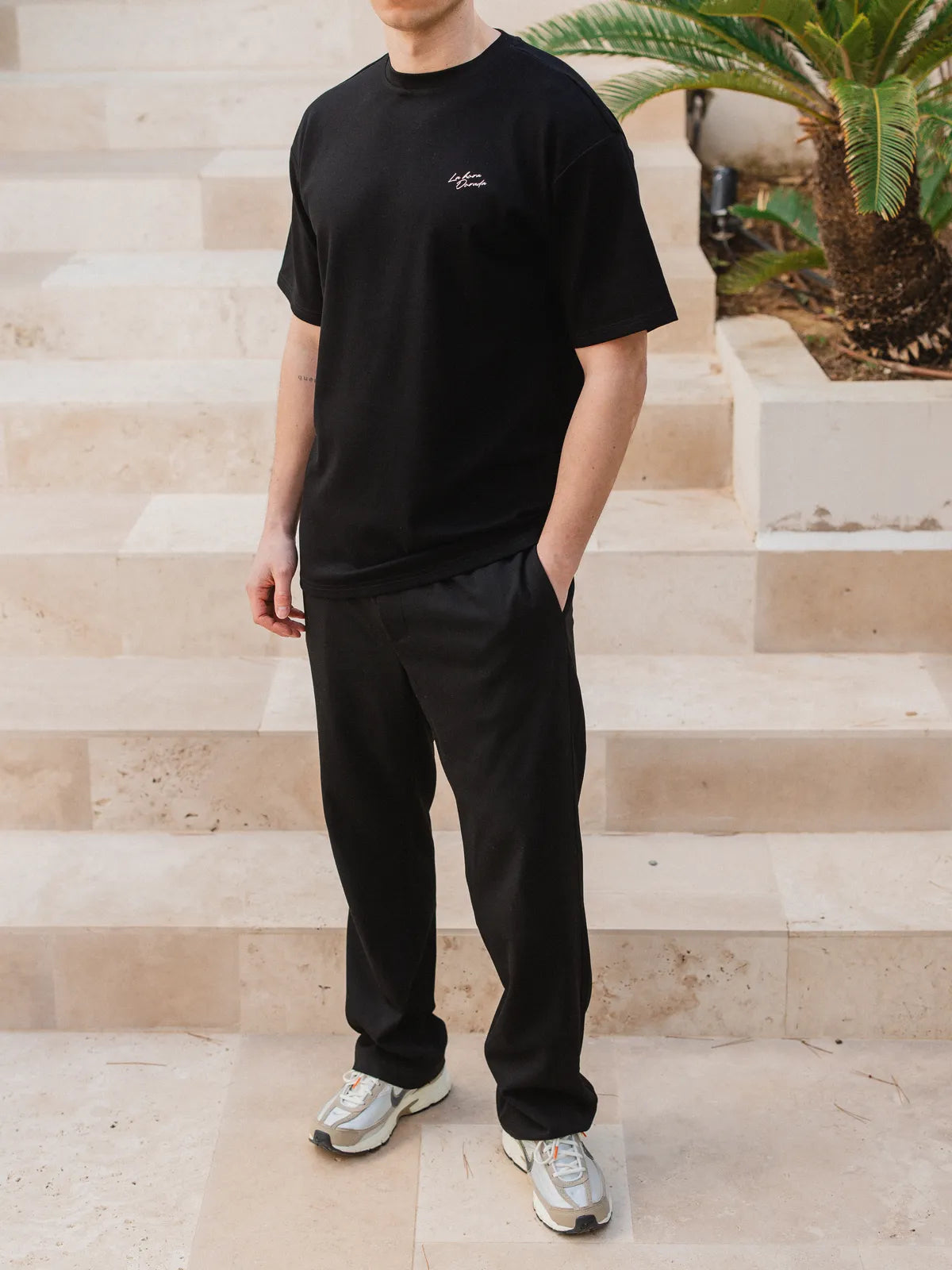 Schwarzes La Hora Label Oversized T-Shirt