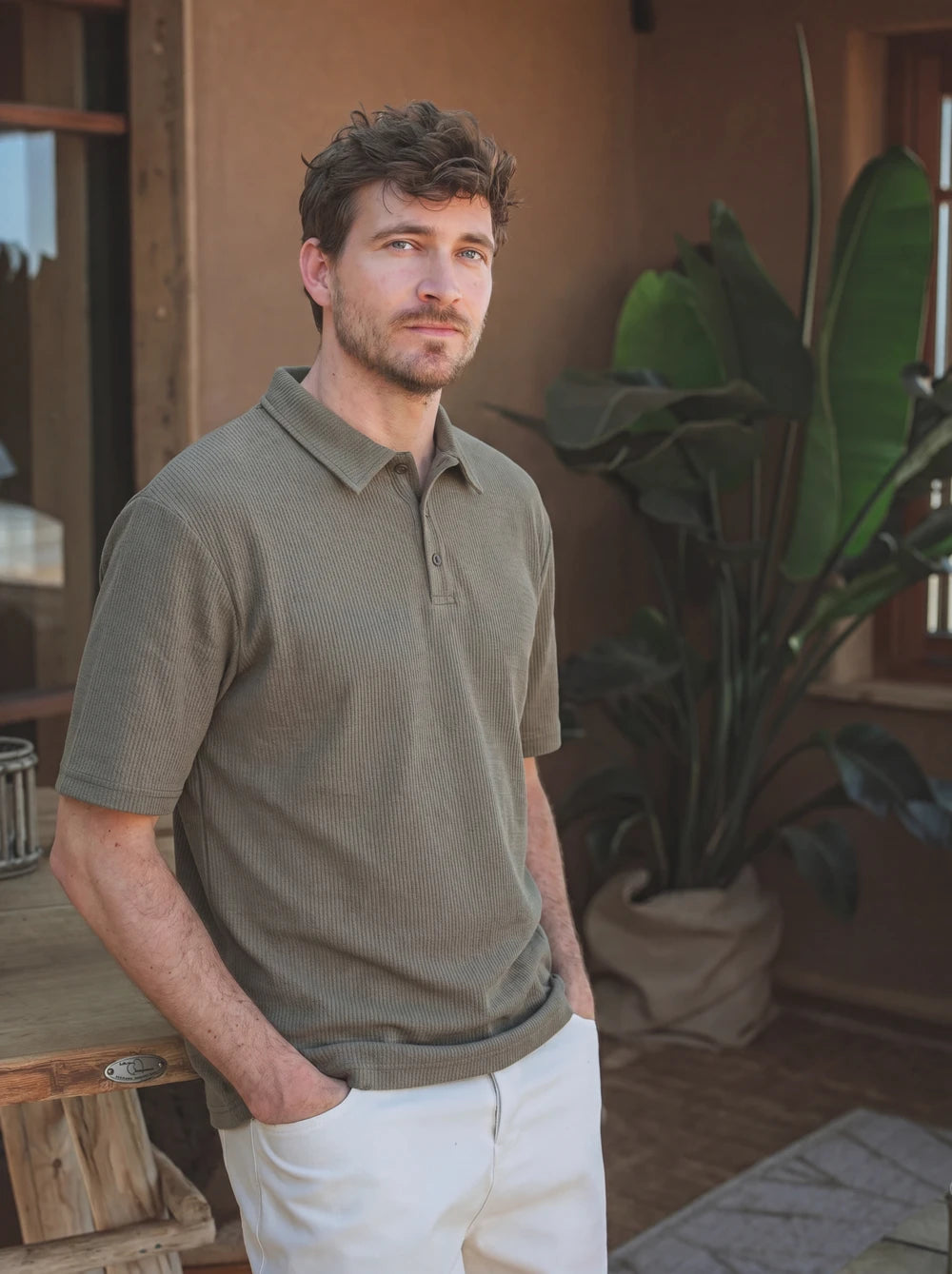 Polohemd Olive Summer mit Knöpfen