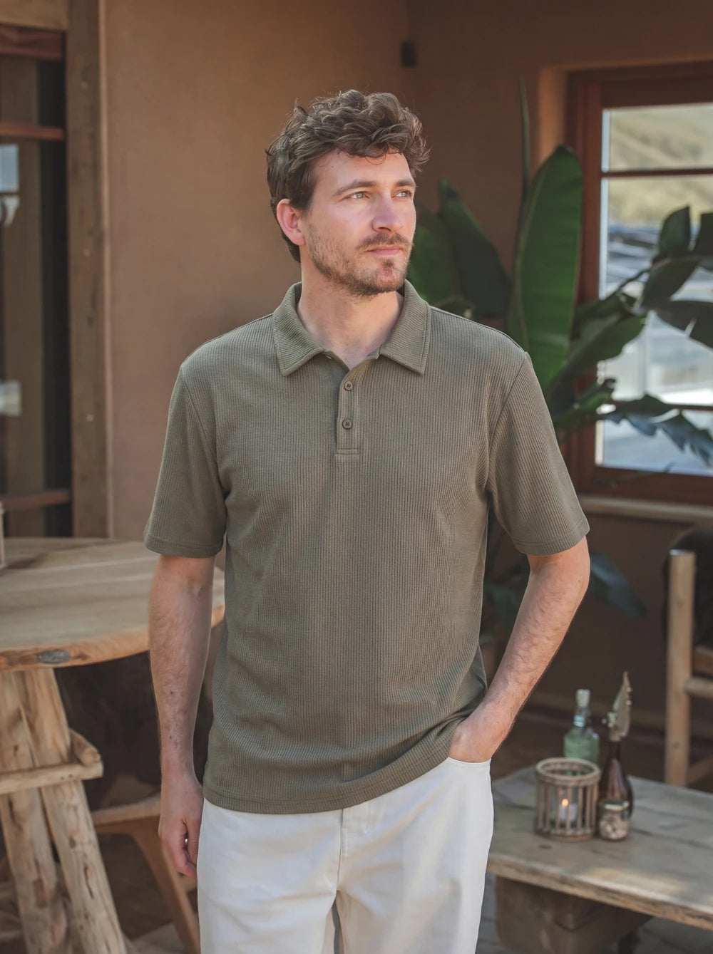 Polohemd Olive Summer mit Knöpfen