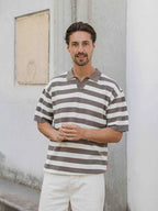 Brown Knitted Stripe Polo