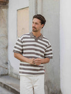 Brown Knitted Stripe Polo