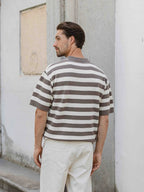 Brown Knitted Stripe Polo