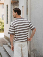 Brown Knitted Stripe Polo