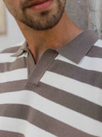 Brown Knitted Stripe Polo