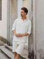 Beige Stripe Oversized Casual Shirt