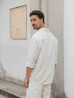 Beige Stripe Oversized Casual Shirt