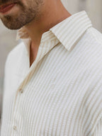 Beige Stripe Oversized Casual Shirt