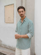 Dark Green Stripe Oversized Casual Shirt