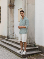 Dark Green Stripe Oversized Casual Shirt