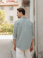 Dark Green Stripe Oversized Casual Shirt