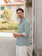 Dark Green Stripe Oversized Casual Shirt