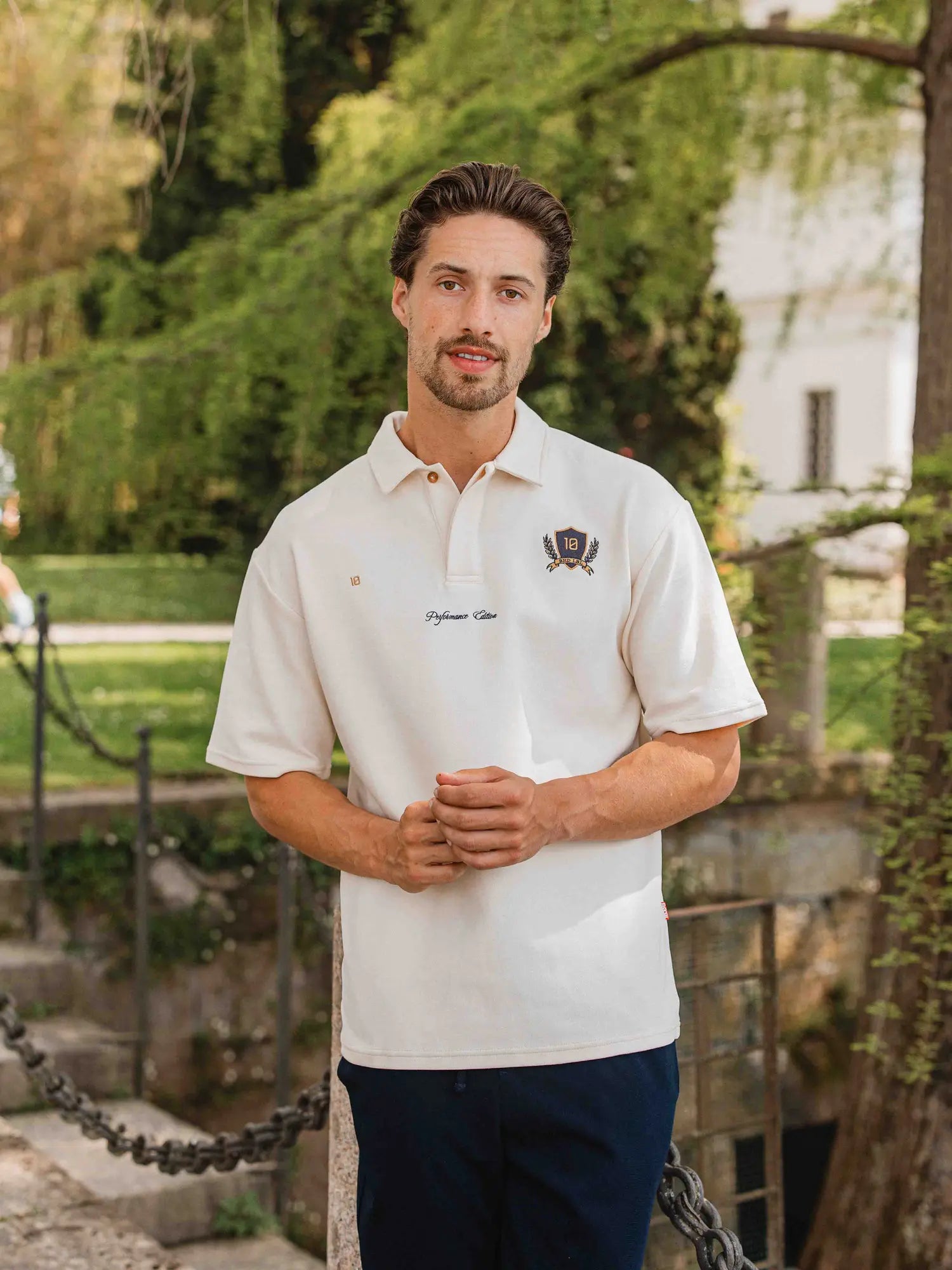 Cream Anniversary Oversized Polo Shirt