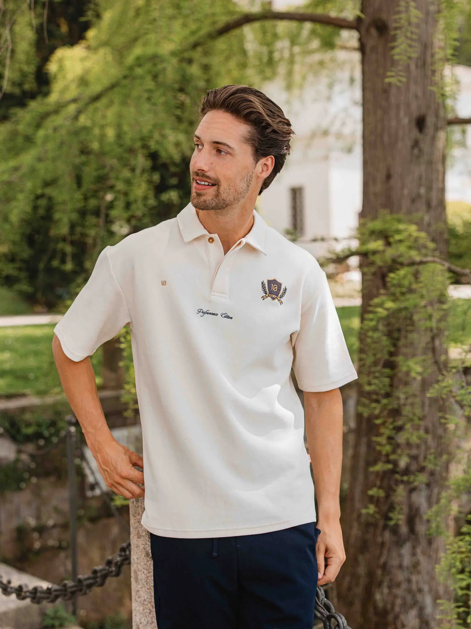 Cream Anniversary Oversized Polo Shirt