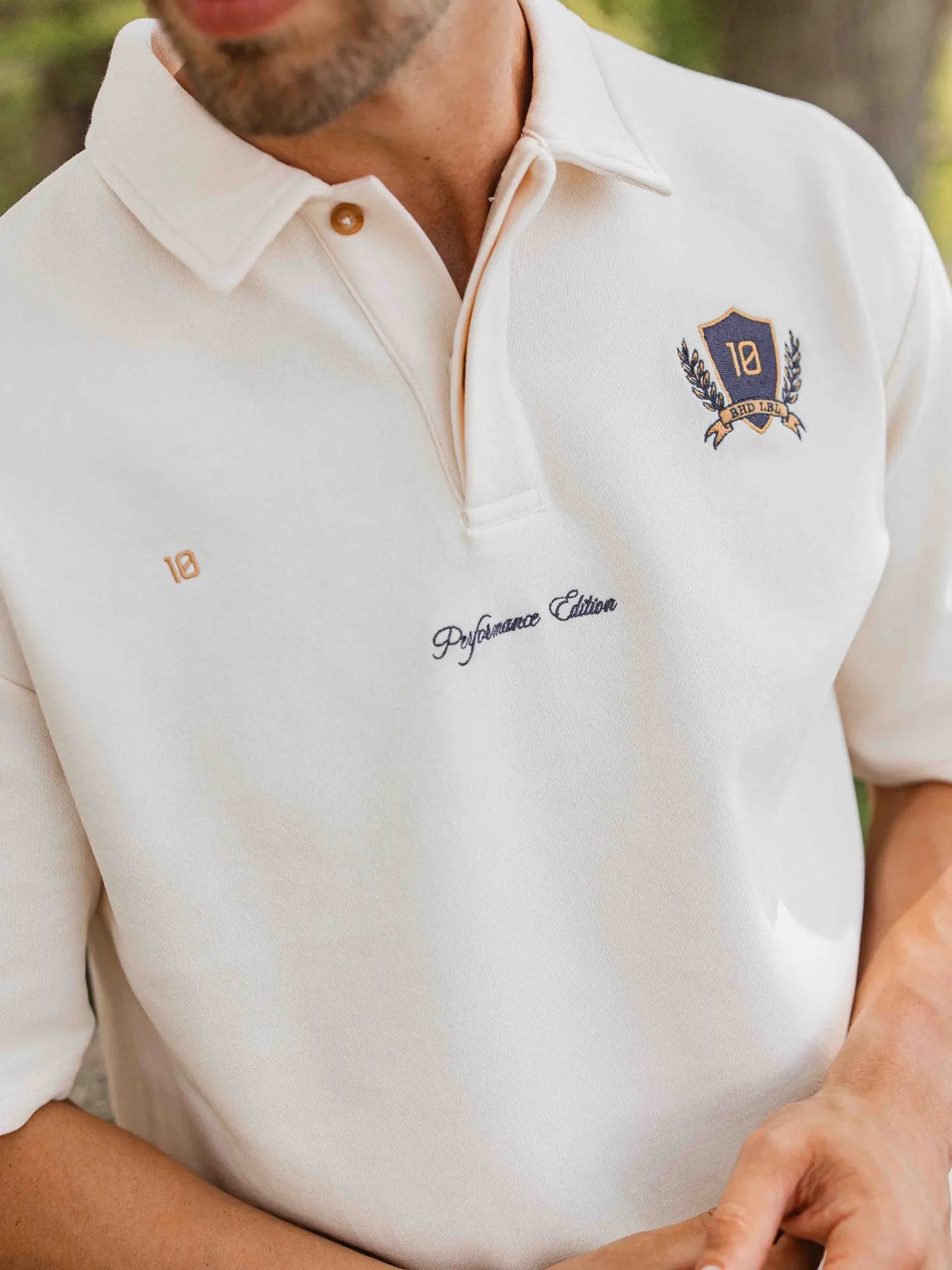 Cream Anniversary Oversized Polo Shirt