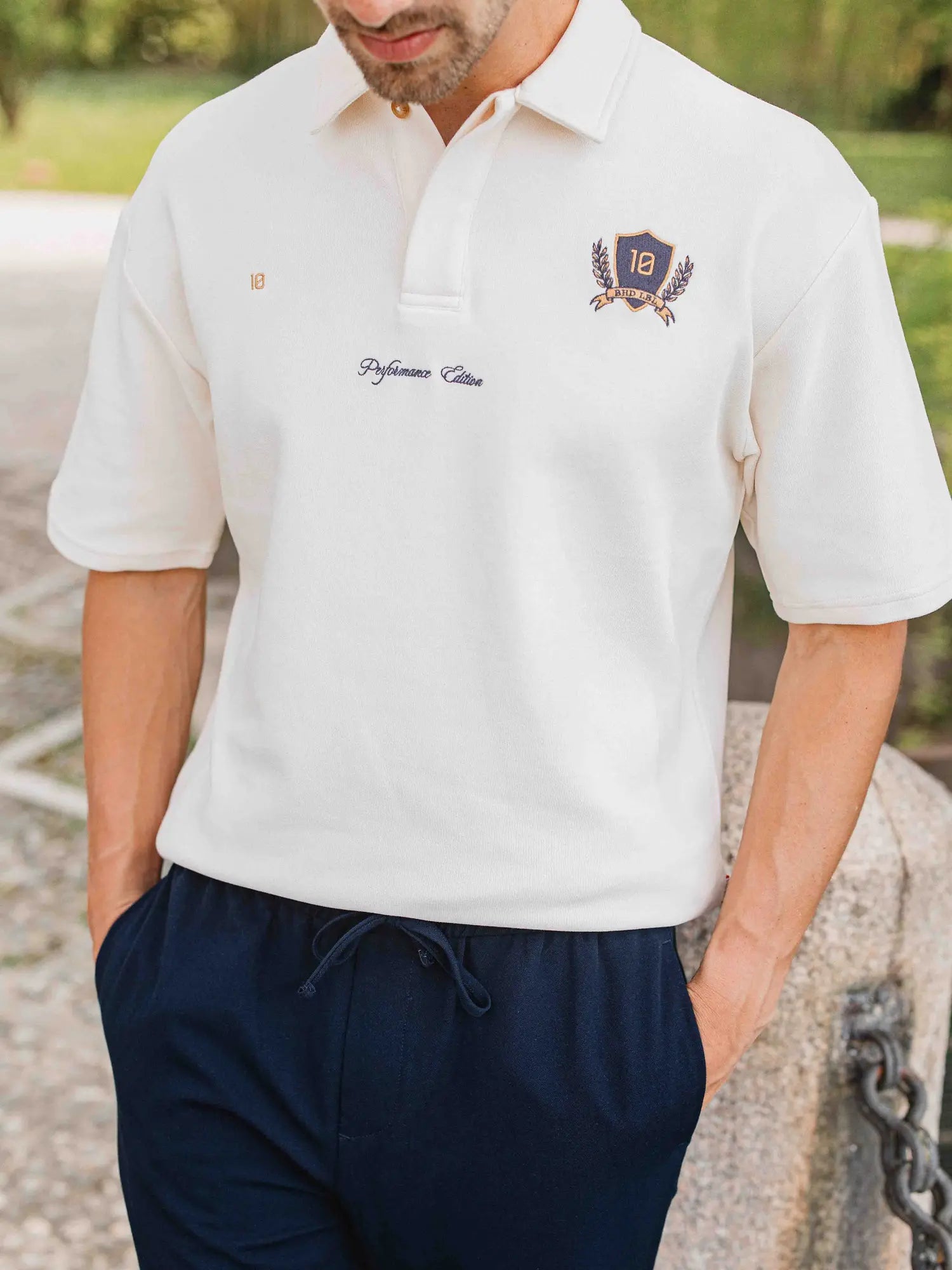 Cream Anniversary Oversized Polo Shirt