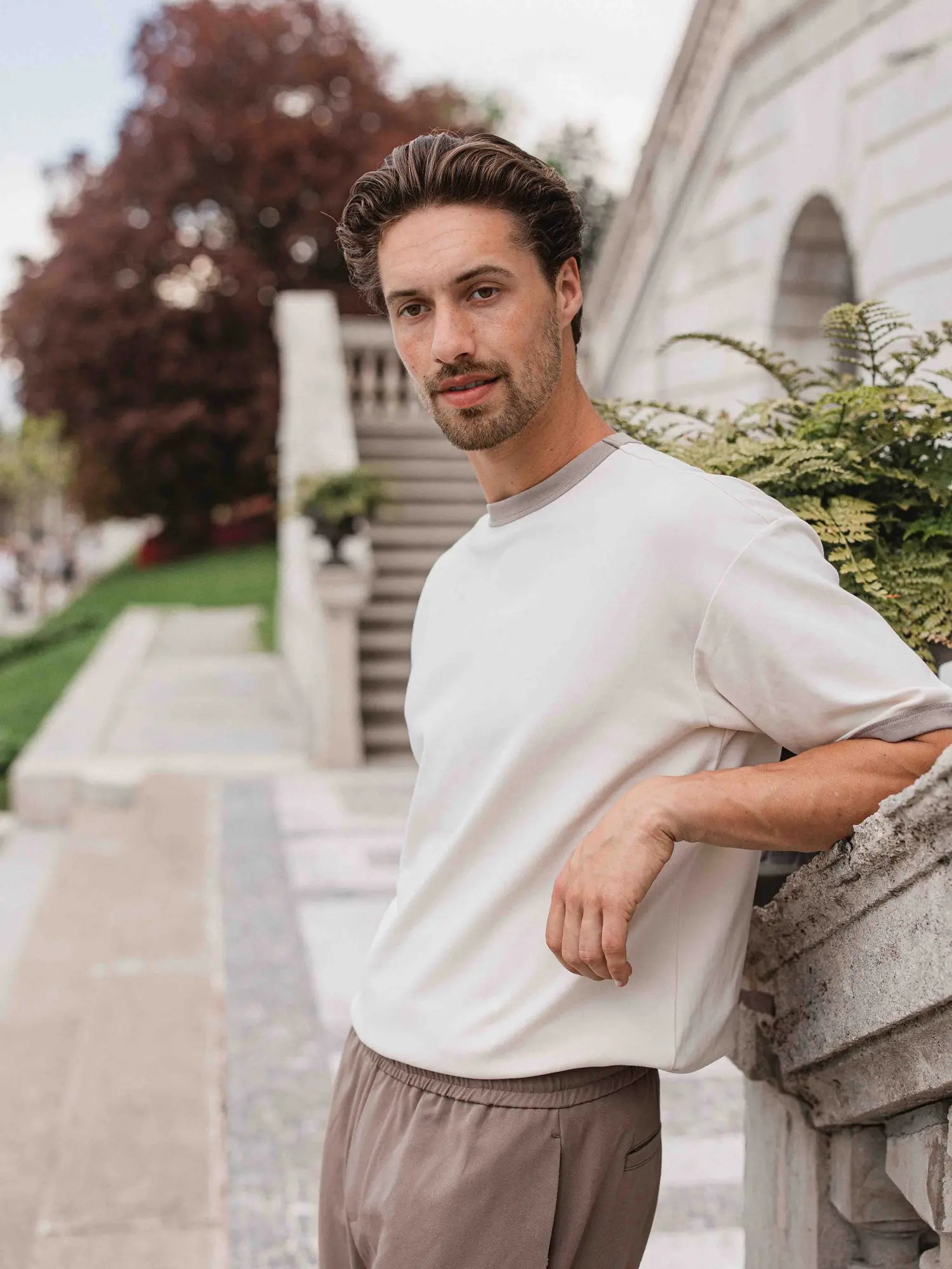 Beige Collar T-shirt