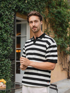 Black Knitted Stripe Polo