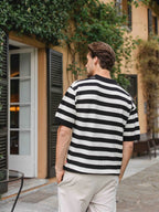 Black Knitted Stripe Polo