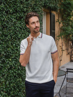 White Knit Collar Polo
