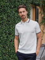 White Knit Collar Polo