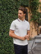 White Knit Collar Polo