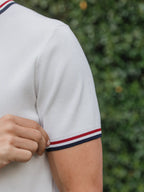 White Knit Collar Polo