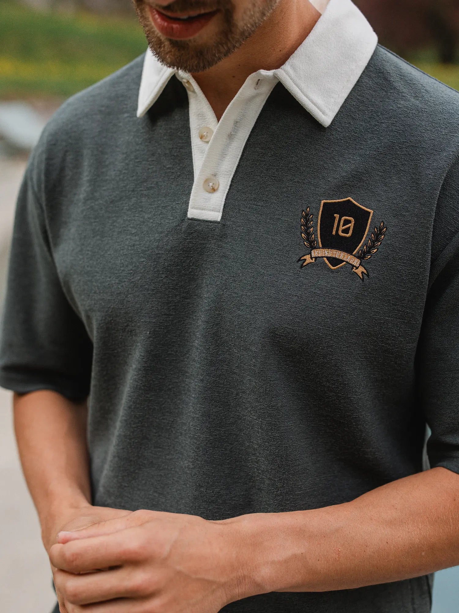 Green Oversized Boucle Poloshirt