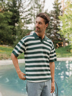 Green Knitted Stripe Polo Sample