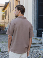 Brown Knit Oversized Polo Sample