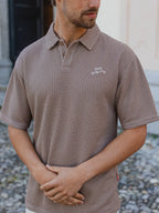 Brown Knit Oversized Polo Sample