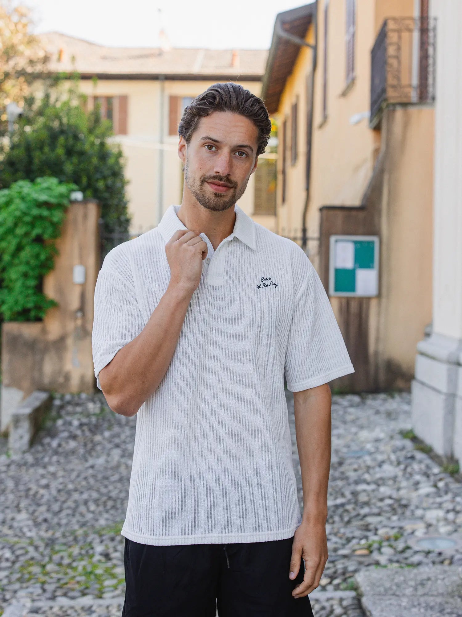 White Knit Oversized Polo