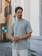 Übergroßes T-Shirt in Grün-Austernfarbe