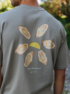 Übergroßes T-Shirt in Grün-Austernfarbe