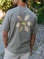 Übergroßes T-Shirt in Grün-Austernfarbe