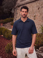Navy Structure Summer V-Polo