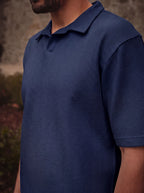 Navy Structure Summer V-Polo