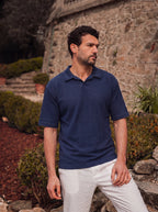 Navy Structure Summer V-Polo