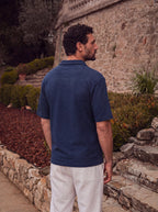 Navy Structure Summer V-Polo