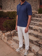 Navy Structure Summer V-Polo