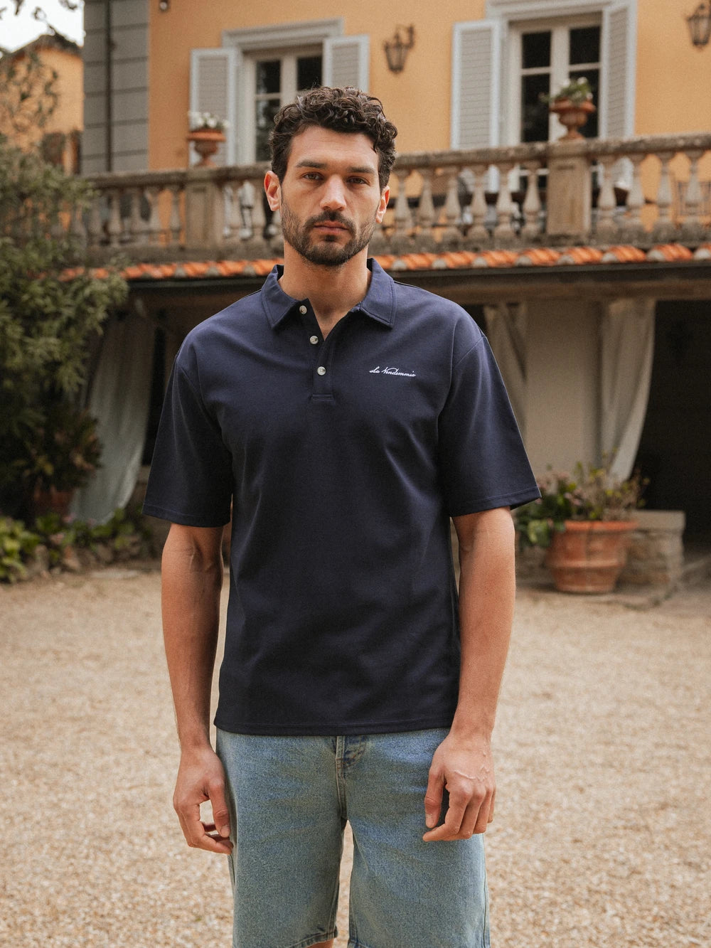 Navy Vendemmia Relaxed Polo