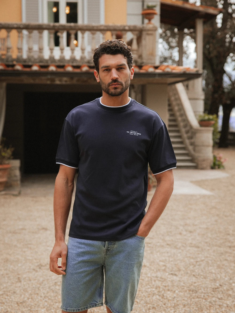 Navy Collar Oversized T-shirt