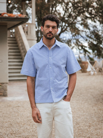 Blauwe Wafel Polo Shirt