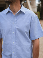 Blue Stripe Waffle Polo Shirt