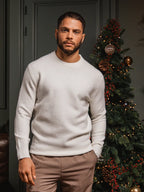 Off White Detail Texture Sweater