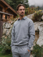 Dark Gray Melange Polo Zipper Sweater